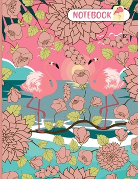 Notebook.Flamingo Notebook College Ruled Jounal Set For Girls,Little Girl.One Subject School Exercise Book-Pink Flamingo Watercolor.