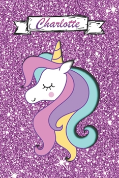 Charlotte: Glossy Cute Unicorn Doughnut Kawaii Sketchbook for Girls: 111+ Pages of "6x9" Blank Paper for Drawing, Doodling or Sketching (Sketchbooks For Kids)