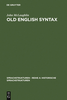 Hardcover Old English Syntax: A Handbook Book