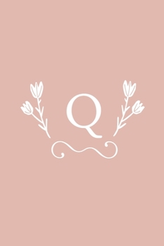 Q: Monogram initial medium-lined notebook. Pink and white diary.