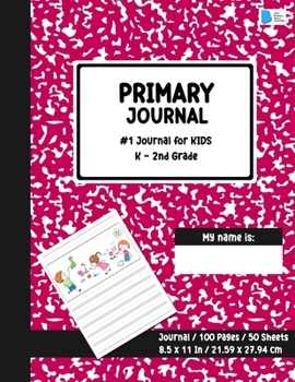 Paperback Primary Story Journal: Dotted Midline and Picture Space - Red Marble Design- Grades K-2 School Exercise Book - Draw and Write 100 Story Pages Book