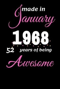 Paperback Funny January 1968, 52 Years Of Being Awesome notebook Book