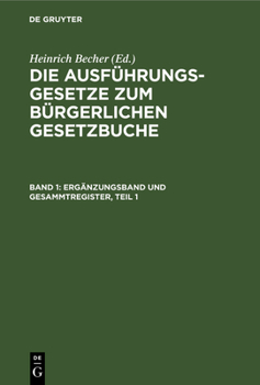 Hardcover Ergänzungsband Und Gesammtregister, Teil 1 [German] Book