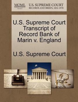 Paperback U.S. Supreme Court Transcript of Record Bank of Marin V. England Book