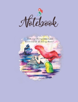 NoteBook: Disney Little Mermaid Ariels Dreams Watercolor Notebook for Girls Teens Kids Journal College Ruled Blank Lined 110 Pages of 8.5x11 The Little Mermaid Secret Diary and Journals