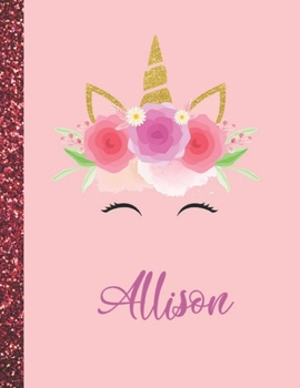 Allison: Allison Marble Size Unicorn SketchBook Personalized White Paper for Girls and Kids to Drawing and Sketching Doodle Taking Note Size 8.5 x 11