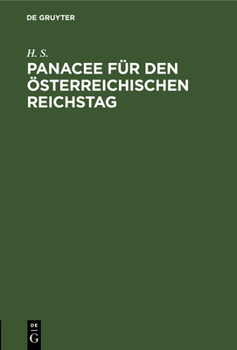 Hardcover Panacee Für Den Österreichischen Reichstag [German] Book