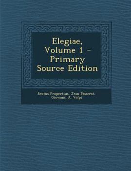 Paperback Elegiae, Volume 1 [Italian] Book