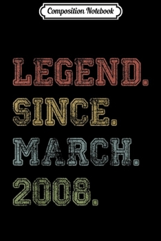 Composition Notebook: Legend Since March 2008 11th Birthday 11 Years Old  Journal/Notebook Blank Lined Ruled 6x9 100 Pages