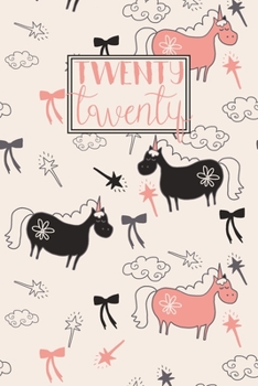 Paperback 2020: Diary Planner Journal - Weekly Horizontal Week to View on 2 Pages with Notes - Black & Pink Unicorns Pattern Book