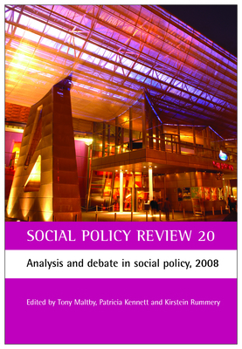 Hardcover Social Policy Review 20: Analysis and Debate in Social Policy, 2008 Book