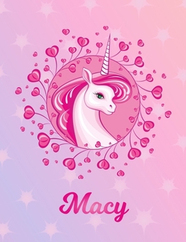 Macy: Unicorn Sheet Music Note Manuscript Notebook Paper Magical Horse Personalized Letter M Initial Custom First Name Cover Musician Composer Instrument Composition Book 12 Staves a Page Staff Line N