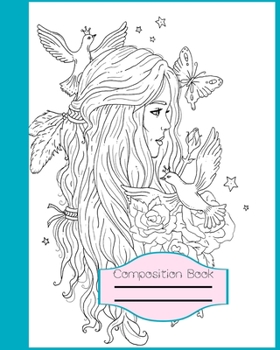 Paperback Composition Book: Pretty Princess Coloring Notebook for Girls, Children, Teens and Little Princesses with pink and Teal for students and Book