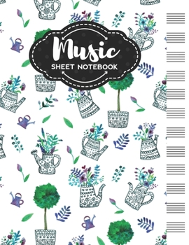 Paperback Music Sheet Notebook: Blank Staff Manuscript Paper with Spring Garden Themed Cover Design Book