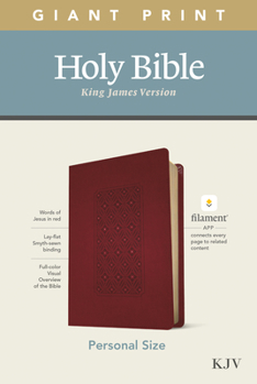 Imitation Leather KJV Personal Size Giant Print Bible, Filament Enabled Edition (Leatherlike, Diamond Frame Cranberry) [Large Print] Book