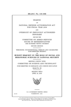 Paperback Hearing on National Defense Authorization Act for Fiscal Year 2009 and oversight of previously authorized programs Book