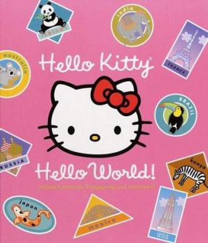Hardcover Hello Kitty, Hello World! [With 3 Luggage Tags and 4 Postcards and Bookmark] Book