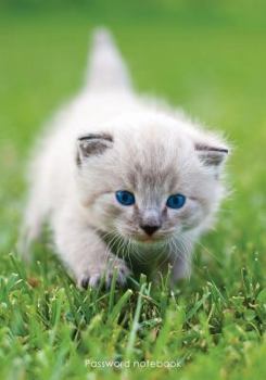 Password notebook: Large internet address and password logbook / journal / diary - Blue-eyed kitten cover