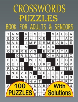 Paperback Crossword Puzzle Book for Adults, Seniors: Medium Crossword Puzzles with Full Solutions Book