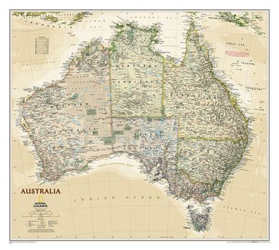 Unbound National Geographic Australia Wall Map - Executive - Laminated (30.25 X 27.25 In) Book