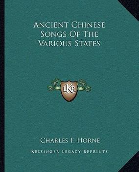 Paperback Ancient Chinese Songs Of The Various States Book