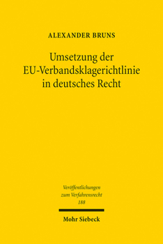 Paperback Umsetzung Der Eu-Verbandsklagerichtlinie in Deutsches Recht [German] Book