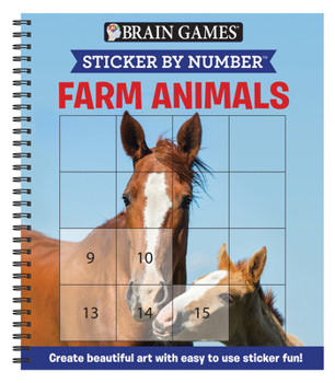 Spiral-bound Brain Games - Sticker by Number: Farm Animals (Easy - Square Stickers): Create Beautiful Art with Easy to Use Sticker Fun! Book