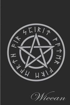 Paperback Wiccan: Wicca White Pentagram with 5 Elements Daily Writing Notebook Blank Wide Ruled Pagan Wiccan Gift Book