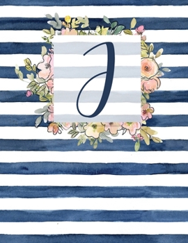 Paperback J: Letter J Monogram Initial Notebook - 8.5" x 11" - 100 pages, Dot Bullet Grid Pages- Watercolor Floral Notebook Book