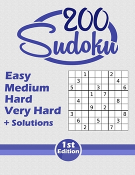 Paperback Sudoku 200 Easy Medium Hard Very hard: +200 Collection Of sudoku + Solutions, Stages of difficulty ( Easy, Medium, Hard, Very hard ) Book