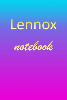 Lennox: Blank Notebook | Wide Ruled Lined Paper Notepad | Writing Pad Practice Journal | Custom Personalized First Name Initial L Blue Purple Gold  | ... Homeschool & University Organizer Daybook