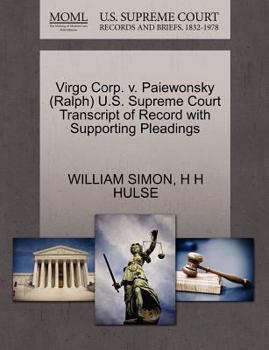 Paperback Virgo Corp. V. Paiewonsky (Ralph) U.S. Supreme Court Transcript of Record with Supporting Pleadings Book