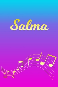 Paperback Salma: Sheet Music Note Manuscript Notebook Paper - Pink Blue Gold Personalized Letter S Initial Custom First Name Cover - Mu Book