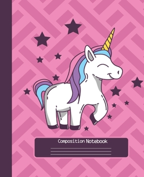 Paperback Composition Notebook: Wide Lined Ruled Paper Page Pink Notebook and Journal for Girls with Cute Unicorn, Perfect Workbook for Writing Notes Book