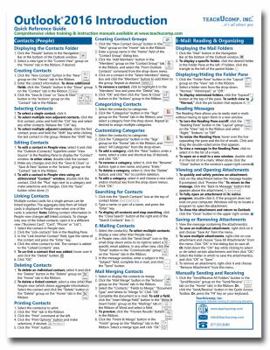 Pamphlet Microsoft Outlook 2016 Introduction Quick Reference Training Tutorial Guide (Cheat Sheet of Instructions, Tips & Shortcuts - Laminated Card) Book