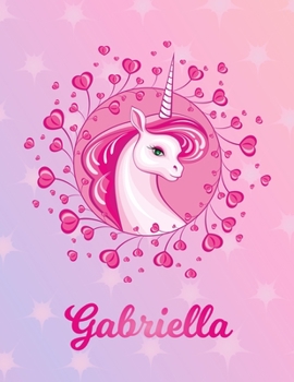 Paperback Gabriella: Unicorn Sheet Music Note Manuscript Notebook Paper - Magical Horse Personalized Letter A Initial Custom First Name Cov Book