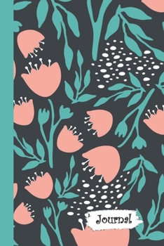 Journal: Black Peach Teal Floral Diary with Blank Lined Notebook Paper