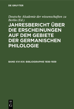 Hardcover Bibliographie 1936-1939 [German] Book