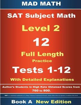 Paperback 2018 SAT Subject Level 2 Book A Tests 1-12 Book