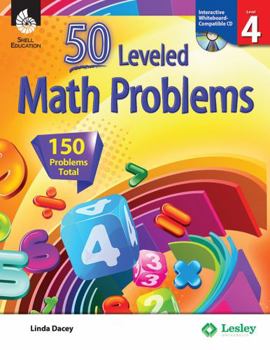 Paperback 50 Leveled Math Problems Level 4 [With CDROM] Book