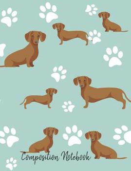 Paperback Composition Notebook: Dachshund Paw Prints Cute School Notebook 100 Pages Wide Ruled Paper Book