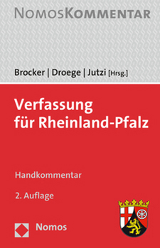 Hardcover Verfassung Fur Rheinland-Pfalz: Handkommentar [German] Book
