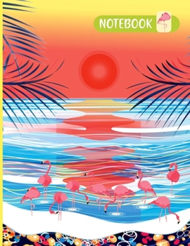 Notebook.Flamingo Notebook College Ruled Jounal Set For Girls,Little Girl.One Subject School Exercise Book-Pink Flamingo Watercolor.