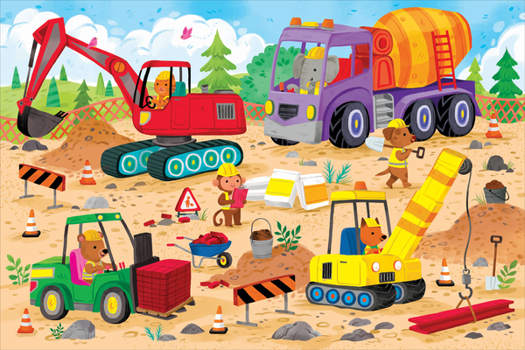 Misc. Construction Site Kids' Floor Puzzle (48 Pieces) (36 Inches Wide X 24 Inches High) Book