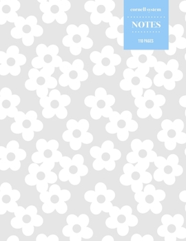 Paperback Cornell System Notes 110 Pages: Vintage Floral Notebook for Professionals and Students, Teachers and Writers - Light Grey Floral Patten with Light Blu Book
