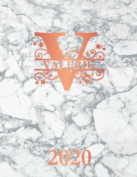 Paperback Valerie: 2020. Personalized Name Weekly Planner Diary 2020. Monogram Letter T Notebook Planner. White Marble & Rose Gold Cover. Book
