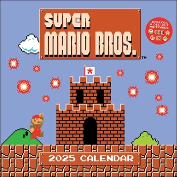 Calendar Super Mario Bros. 8-Bit Retro 2025 Wall Calendar with Bonus Diecut Notecards Book