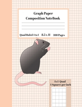 Paperback Graph Composition Notebook 4 Squares per inch 4x4 Quad Ruled 4 to 1 / 8.5 x 11 100 Sheets: Cute Funny Mouse Gift Notepad / Grid Squared Paper Back To Book