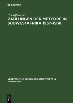 Hardcover Zahlungen Der Meteore in Sudwestafrika 1937-1938 [German] Book