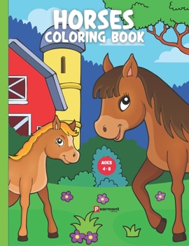 Horse Coloring Book For Kids Ages 4-8 :: 50 pages to color, and 50 further pages for them to copy or draw their own, and also write with handwriting ruled lines.